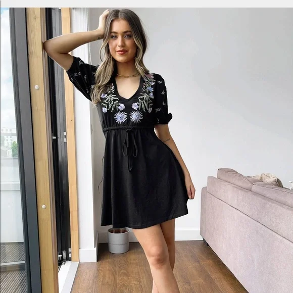 ASOS | Dresses | Asos Black Dress With Floral Embroidery | Poshmark